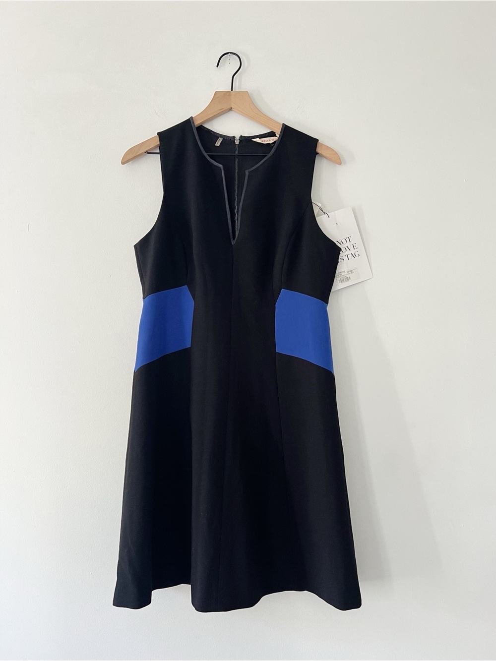 Rebecca Taylor colorblock fit and flare dress blue black office career 12